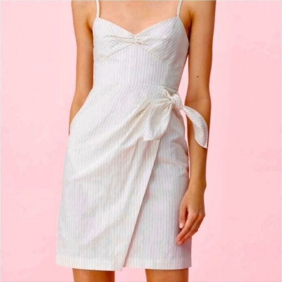 Rebecca Taylor Striped Spaghetti Strap Wrap Dress Size 0 - Picture 1 of 11